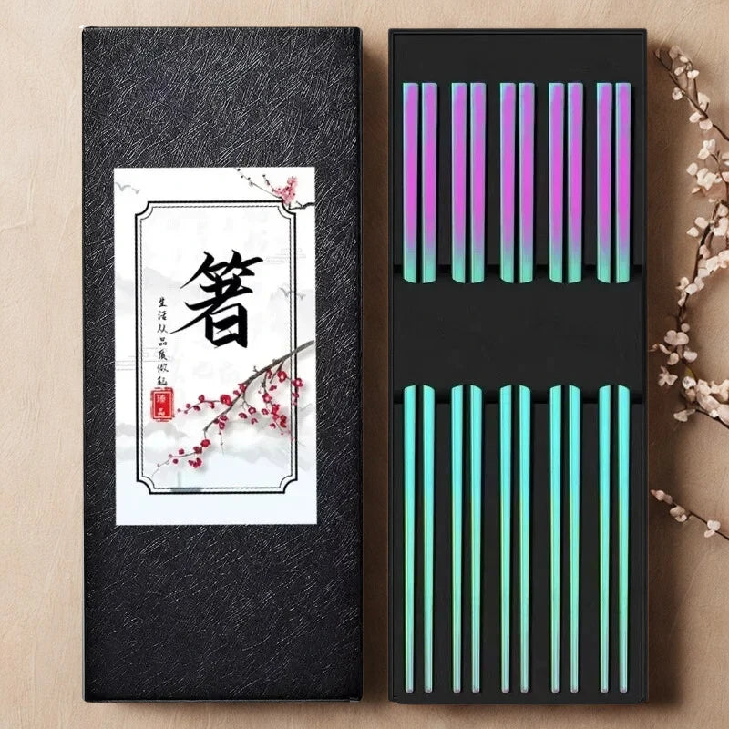 Baguettes chinoises acier - Collection multicolore