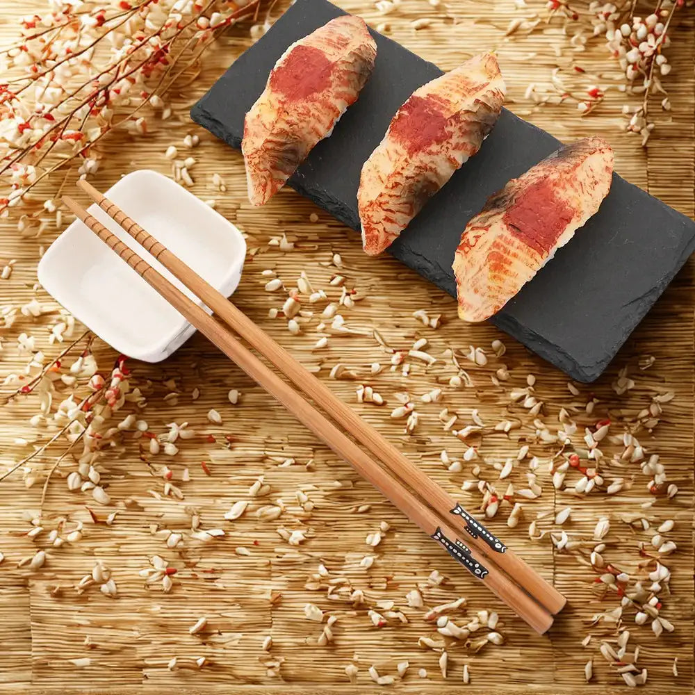 Baguettes chinoises en bois - poissons