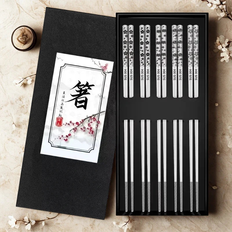 Baguettes chinoises gravées - Fleurs zen