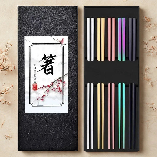 Baguettes chinoises acier - Collection multicolore