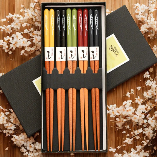 Baguettes chinoises en bois - multicolores